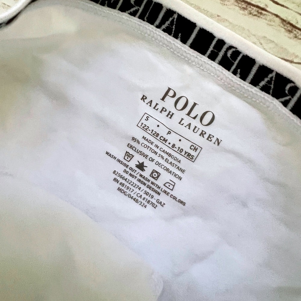 NEW Polo Ralph Lauren Underwear White Elastic Bikini Briefs Girls Size S 8-10 - Picture 3 of 4